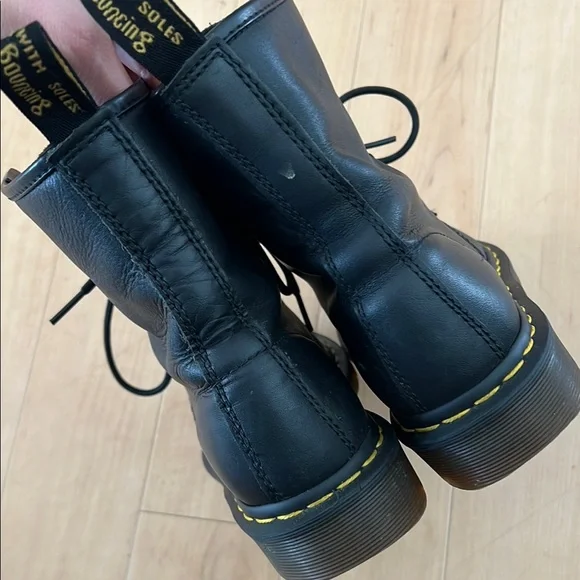 Dr. Martens Black and Yellow Combat Boots with Chunky Sole - Picture 9 of 16